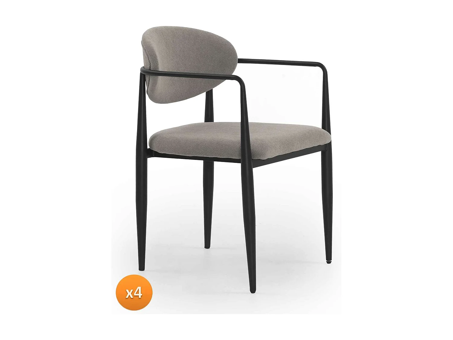 Packung mit 4 gepolsterten Sesseln aus Pergament-Chenille