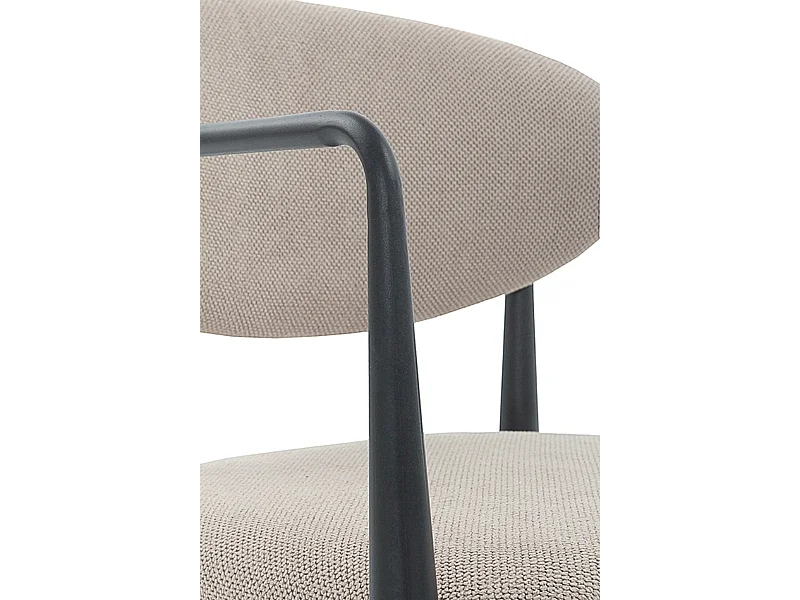 Lot de 4 fauteuils rembourrés en chenille parchemin avec pieds métalliques noirs