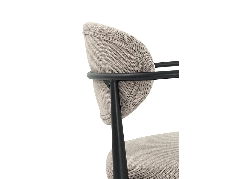 Lot de 4 fauteuils rembourrés en chenille parchemin avec pieds métalliques noirs