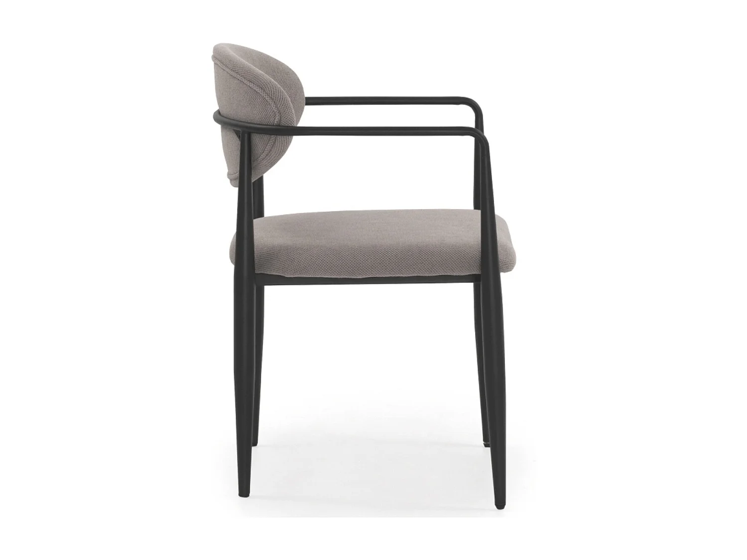 Lot de 4 fauteuils rembourrés en chenille parchemin avec pieds métalliques noirs