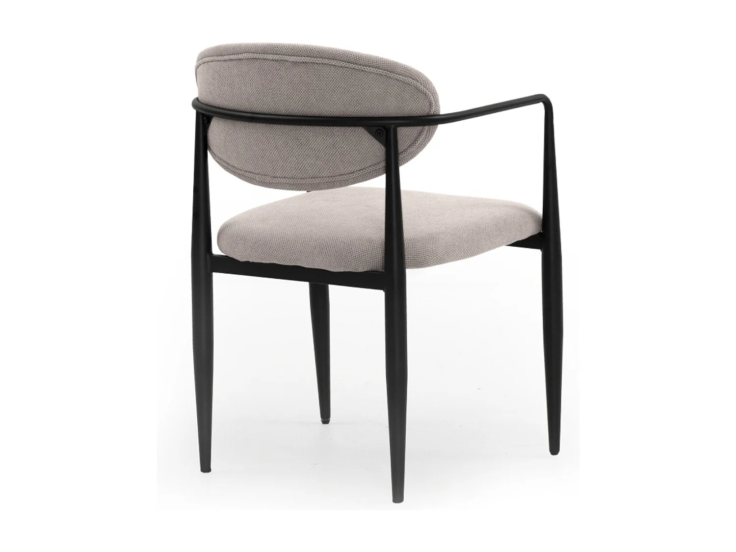 Lot de 4 fauteuils rembourrés en chenille parchemin avec pieds métalliques noirs