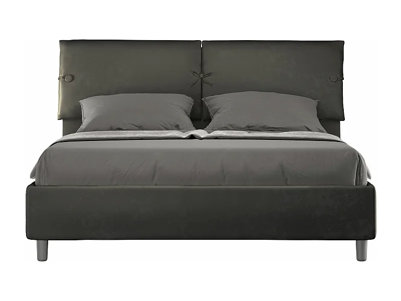 Canapé de doble altura acolchado 160x210 microfibra gris Sleeper