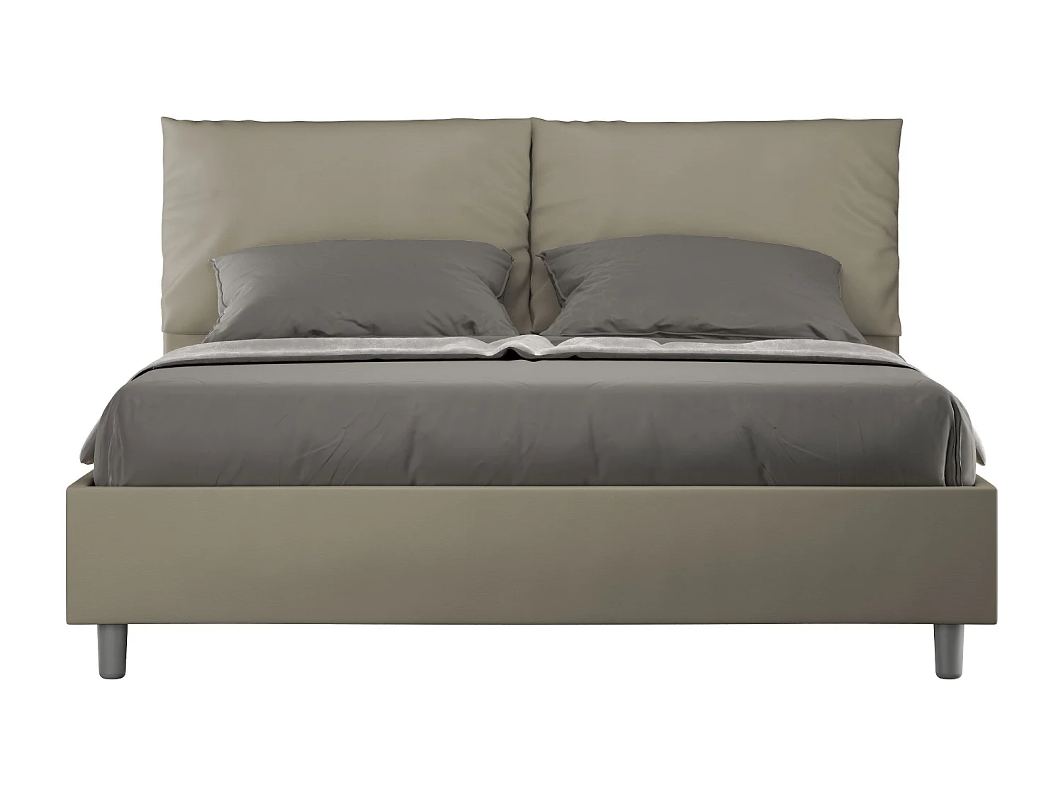 Cama contenedor doble tapizada 160x210 símil piel capuchino Antea