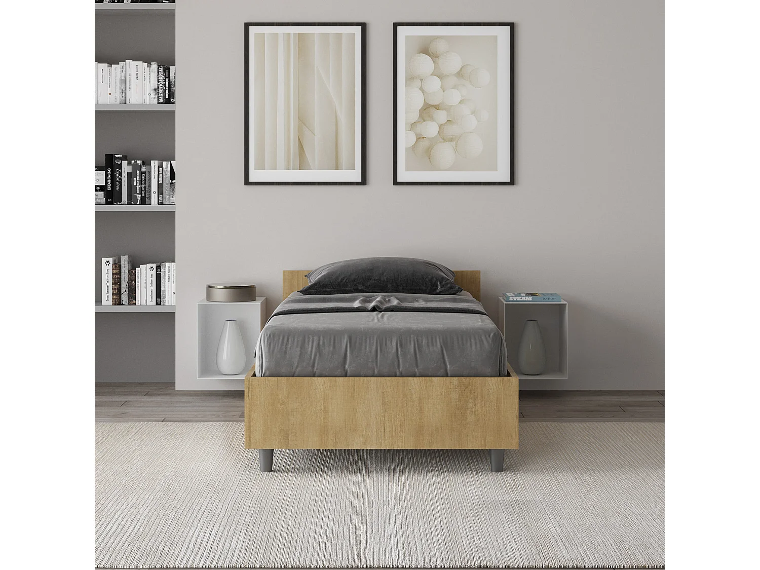 Letto contenitore 80x200 quercia Nuamo