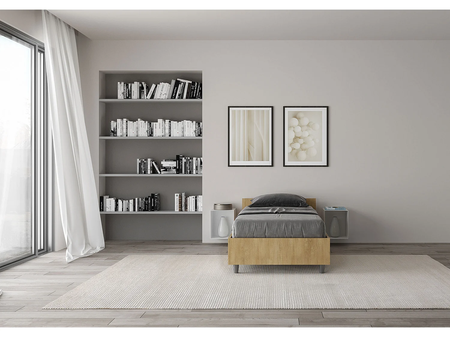 Lit coffre Nuamo en chêne 80x200