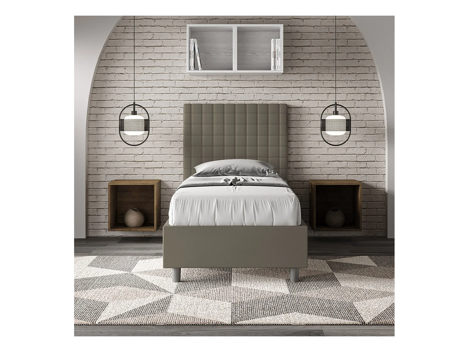 Lit coffre capitonné 80x200 Sunny simili cuir cappuccino