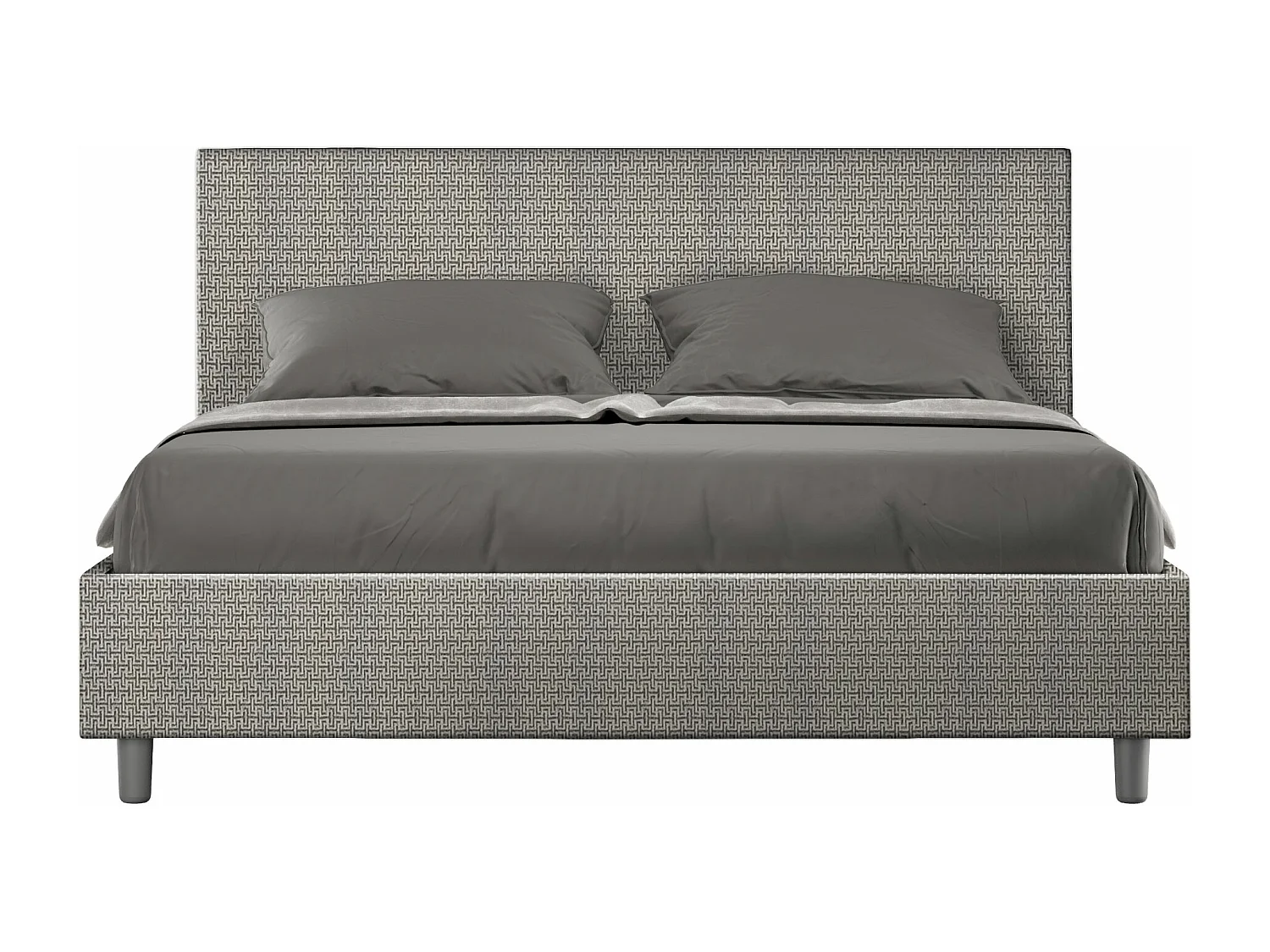 Cama contenedor doble tapizada 160x200 Labirinto 02 tela gris Adele