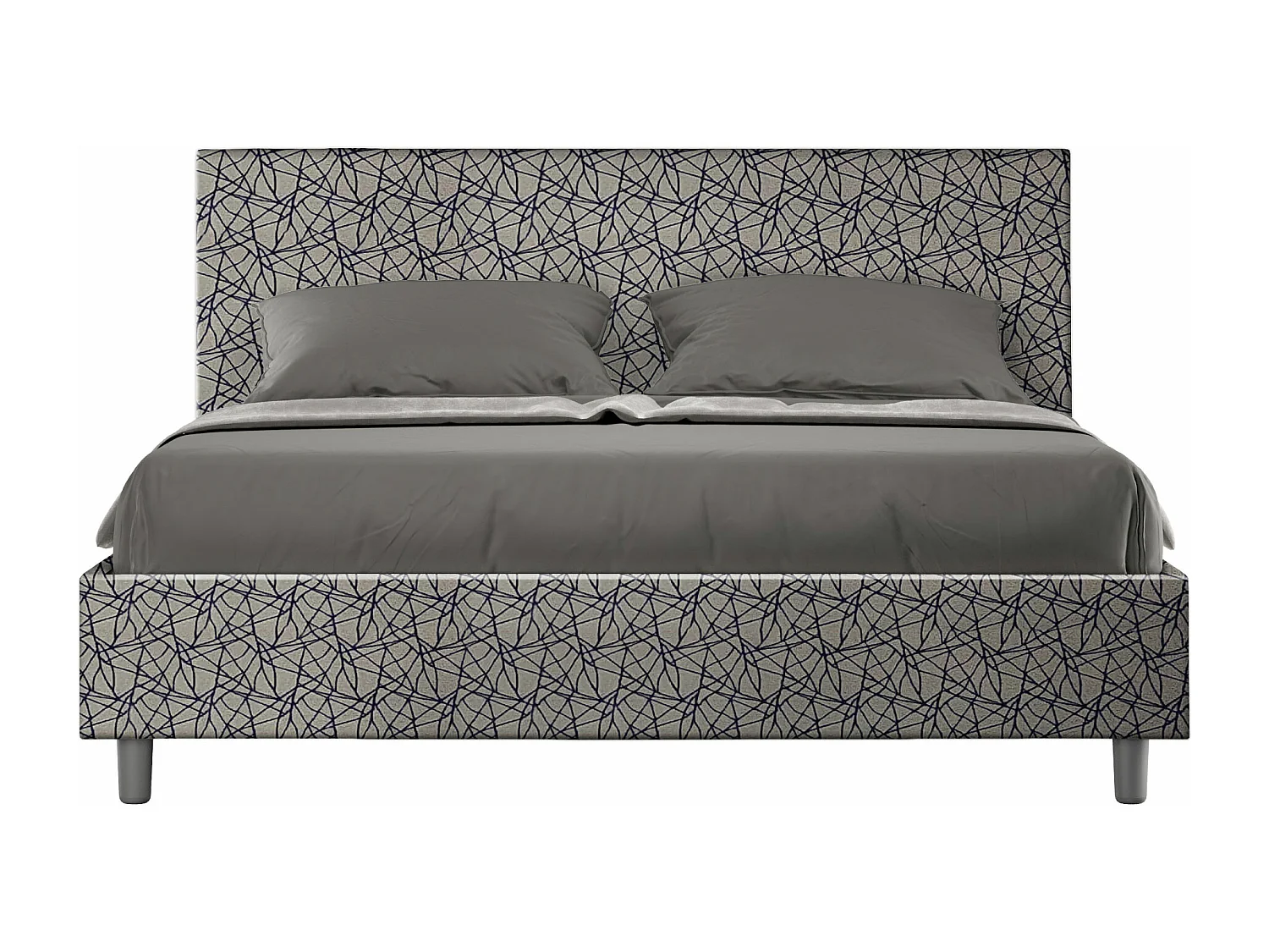 Letto contenitore doppia alzata imbottito 160x190 tessuto Aragona 8 blu Adele