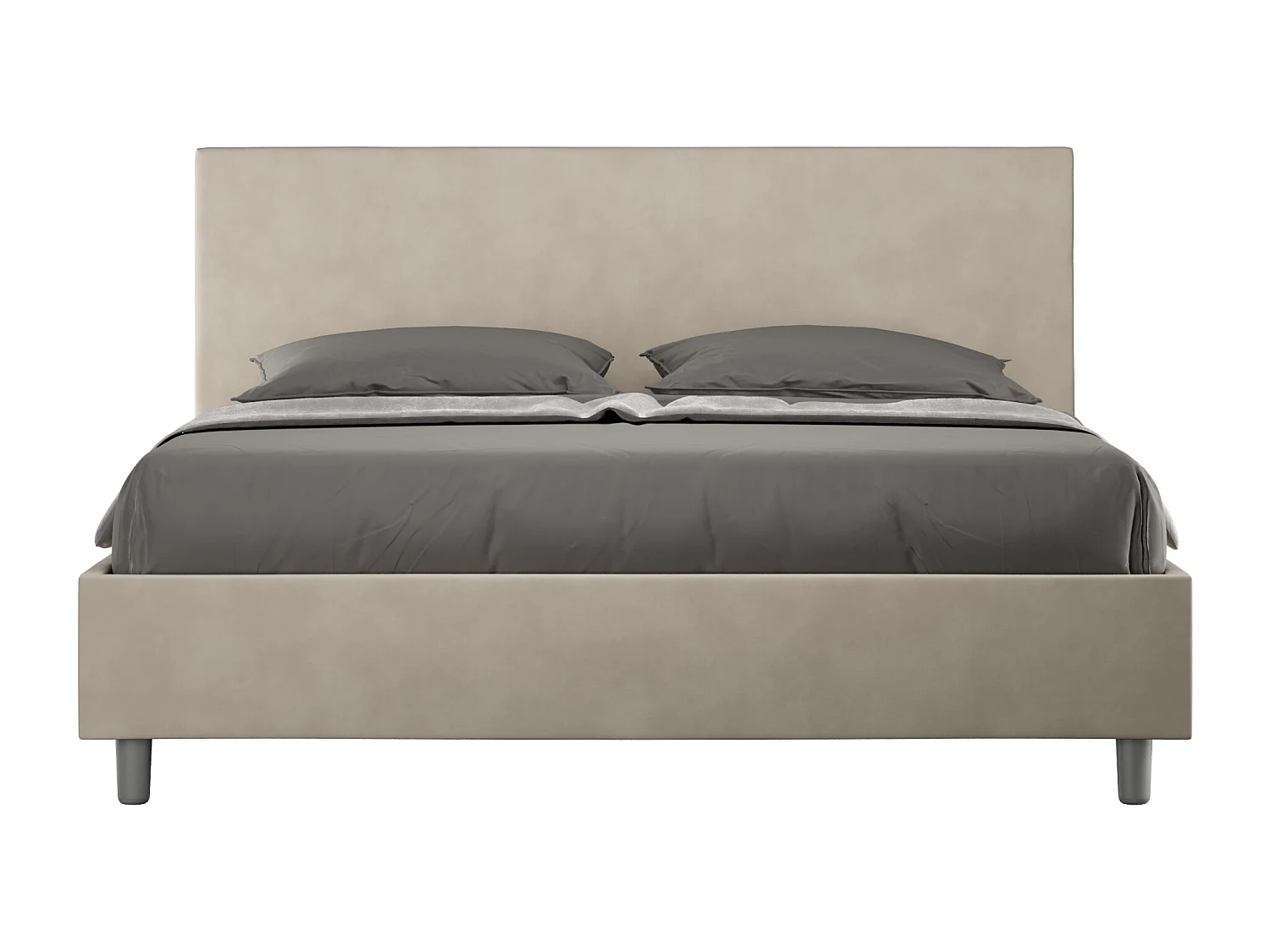 Letto contenitore doppia alzata imbottito 160x210 microfibra sabbia Adele