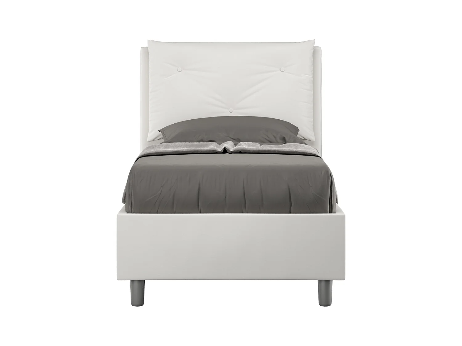 Letto contenitore imbottito 80x190 similpelle bianco Appia