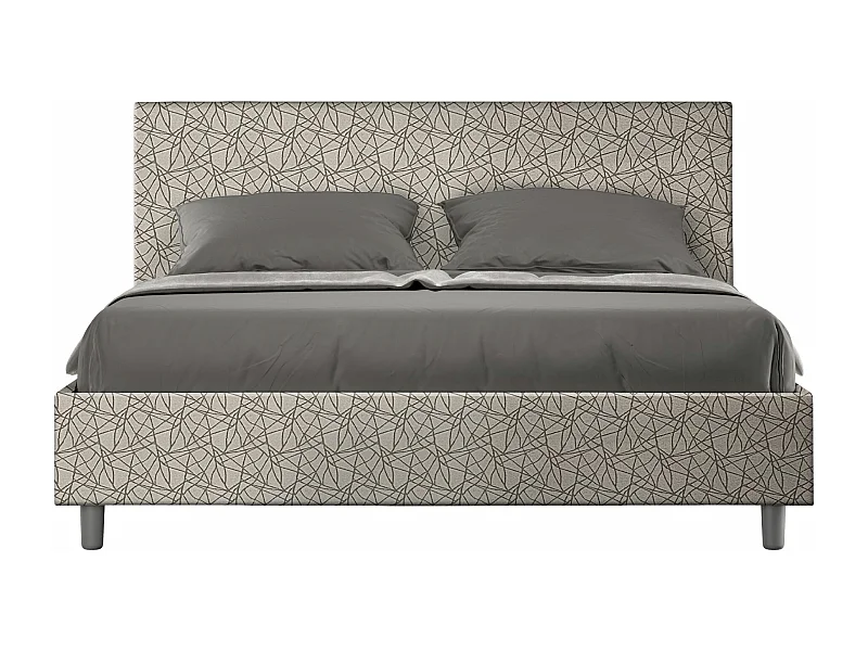 Lit coffre double capitonné 160x190 Aragon 1 tissu Adele blanc