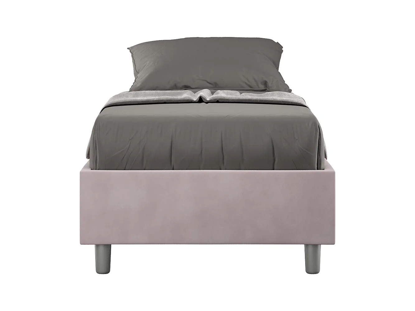 Lit sommier conteneur capitonné microfibre Azelia glycine 90x200