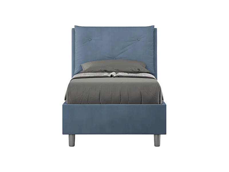 Letto contenitore imbottito 80x210 microfibra blu Appia