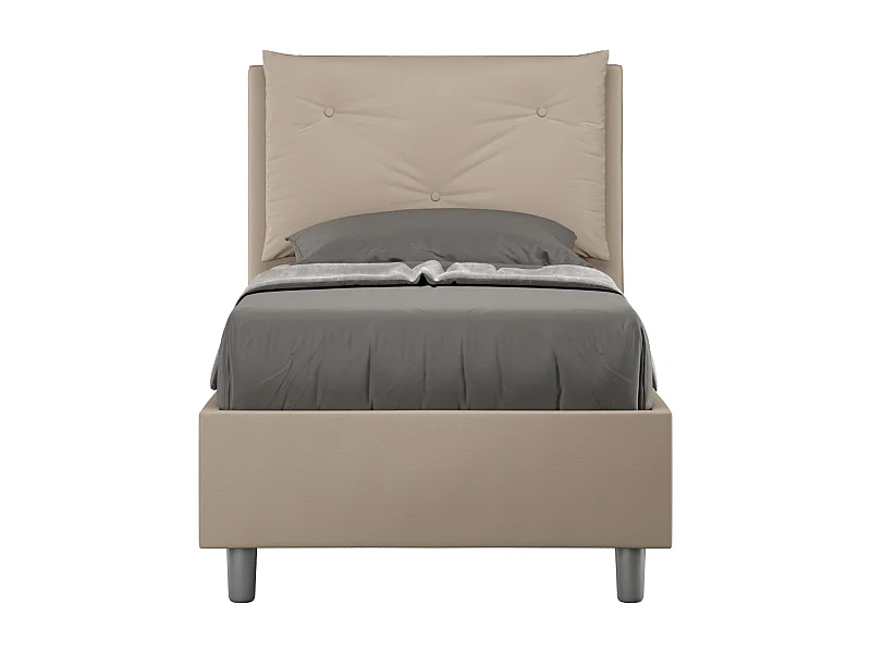 Lit coffre capitonné 80x200 Appia simili cuir gris tourterelle