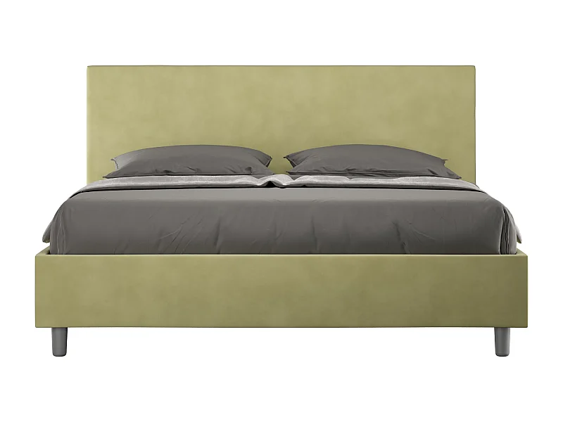 Letto contenitore doppia alzata imbottito 160x190 microfibra tè verde Adele