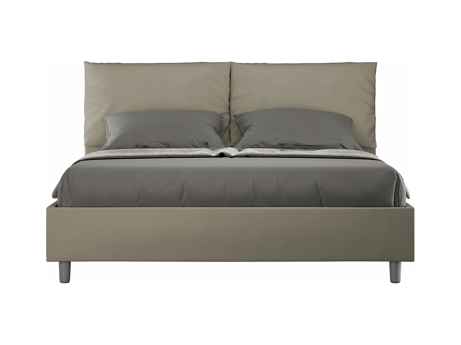 Cama contenedor doble tapizada 160x190 símil piel capuchino Antea