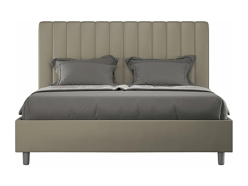 Letto contenitore doppia alzata imbottito 160x200 similpelle cappuccino Agueda