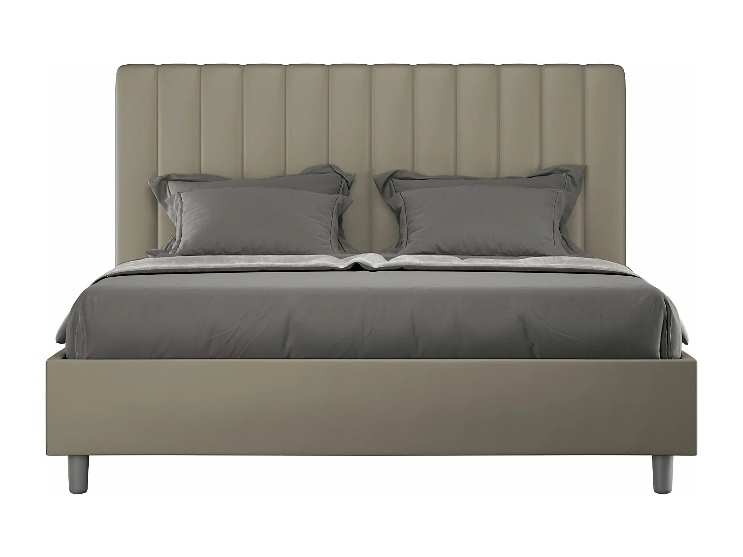 Cama contenedor doble tapizada 160x200 símil piel capuchino Agueda