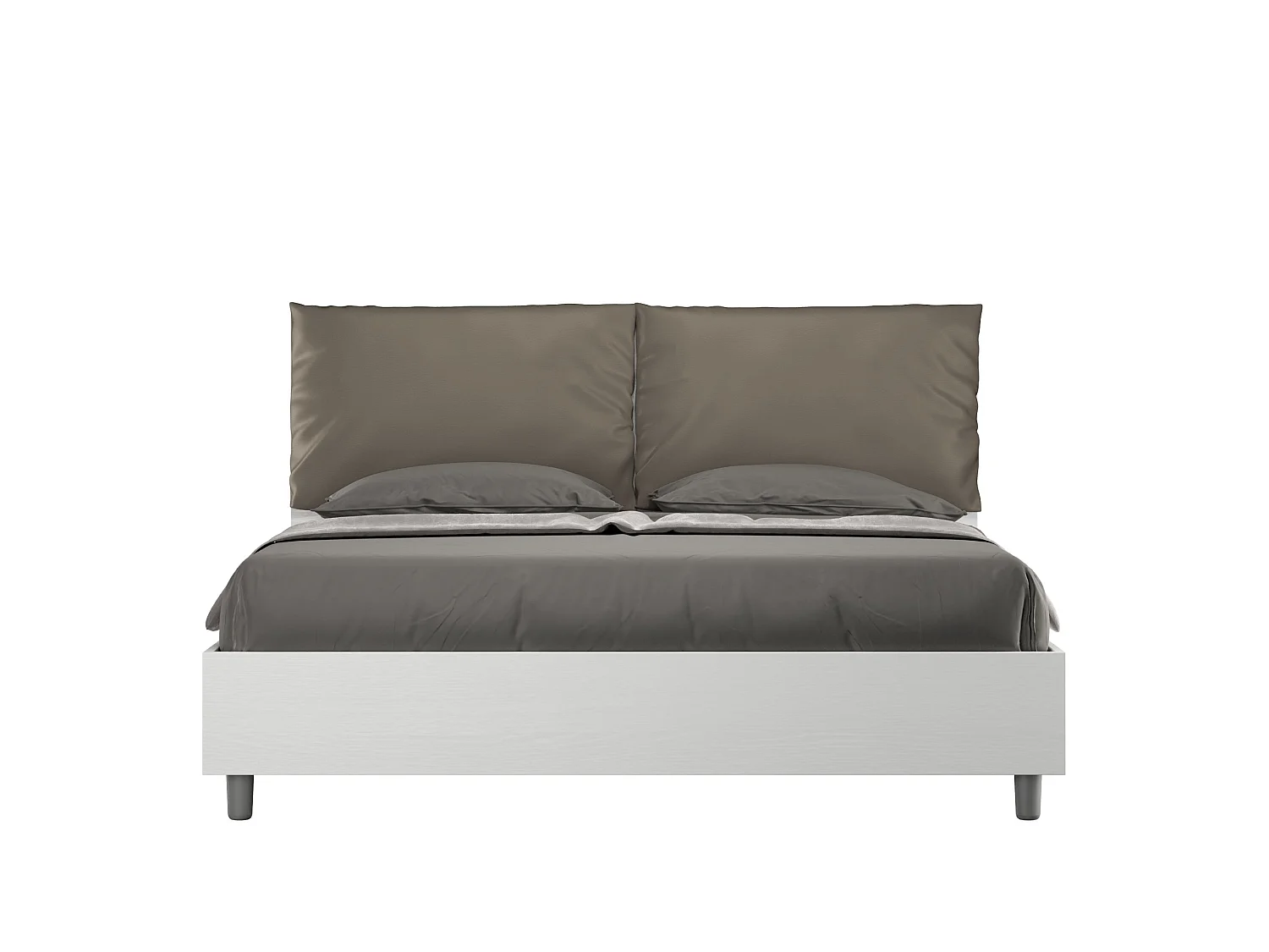 Lit conteneur surélevé double 160x200 avec coussins en simili cuir cappuccino Egos Antea