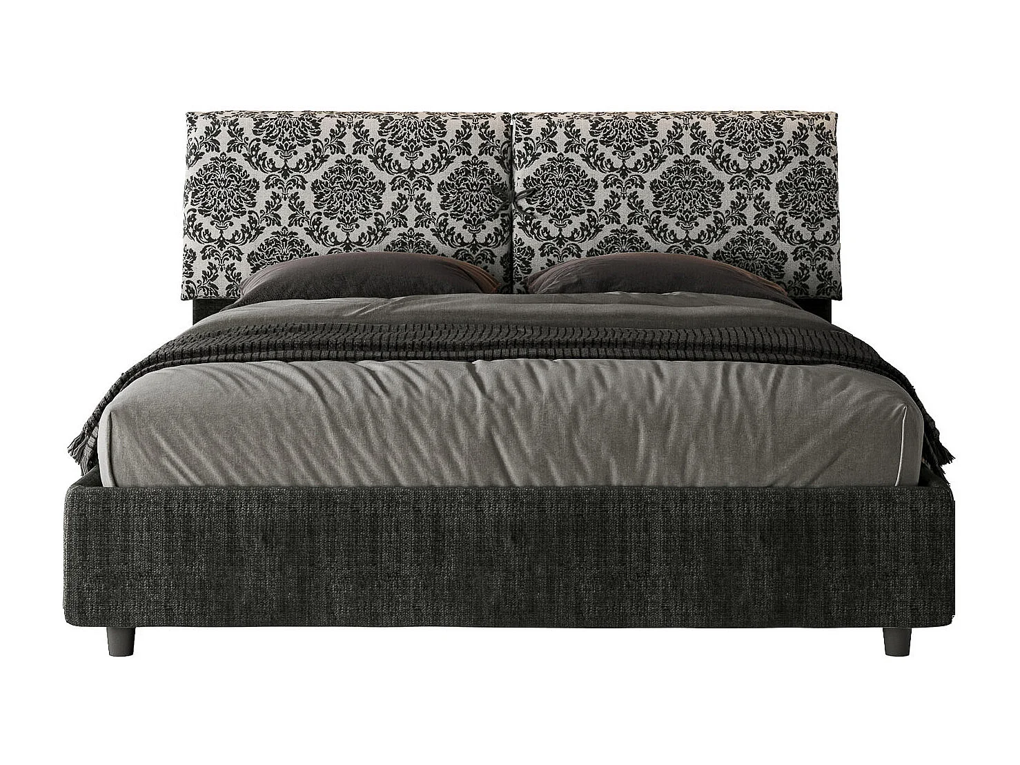 Lit coffre double capitonné 160x210 en tissu Agata 8 Mados bleu