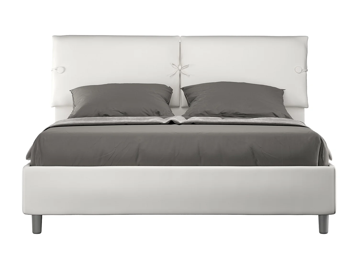 Letto contenitore doppia alzata imbottito 160x190 similpelle bianco Sleeper