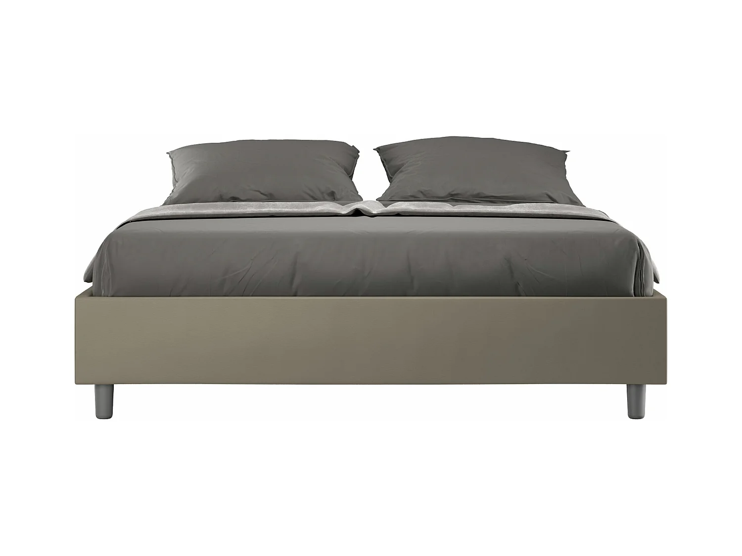 Letto contenitore doppia alzata imbottito 160x190 similpelle cappuccino Azelia