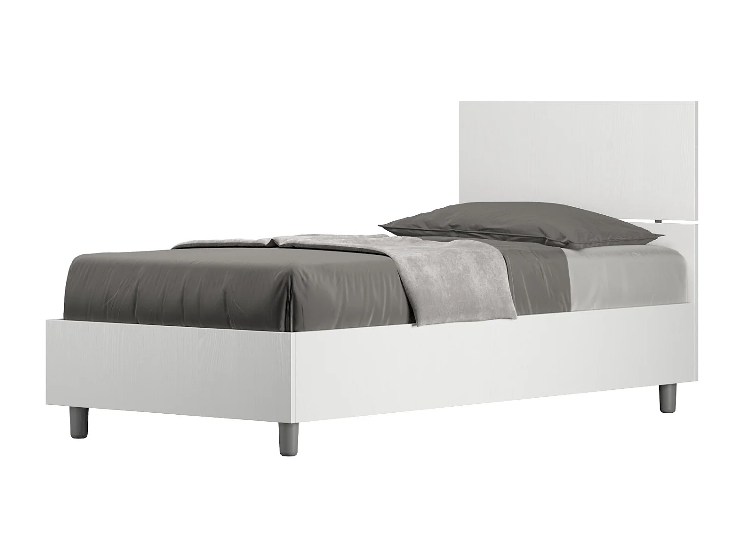 Cama contenedor 80x190 cabecero recto fresno blanco Demas