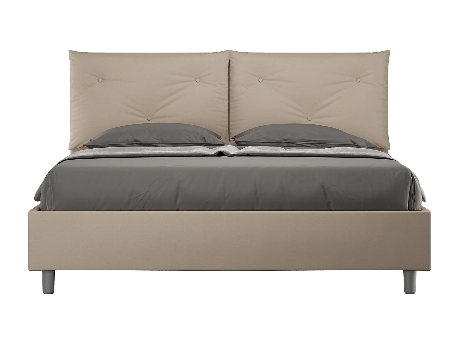 Letto contenitore doppia alzata imbottito 160x190 similpelle tortora Appia