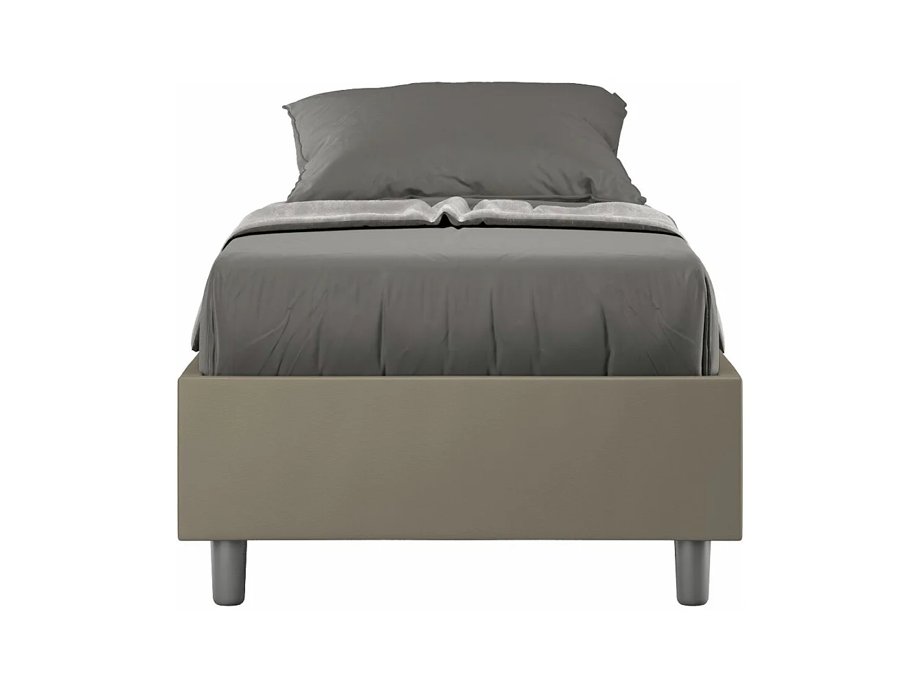 Letto Sommier contenitore imbottito 80x210  similpelle cappuccino Azelia