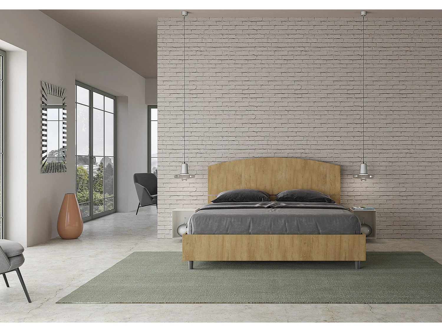 Doppeltes Hochbett mit Stauraum 160x200 Dora-Eiche