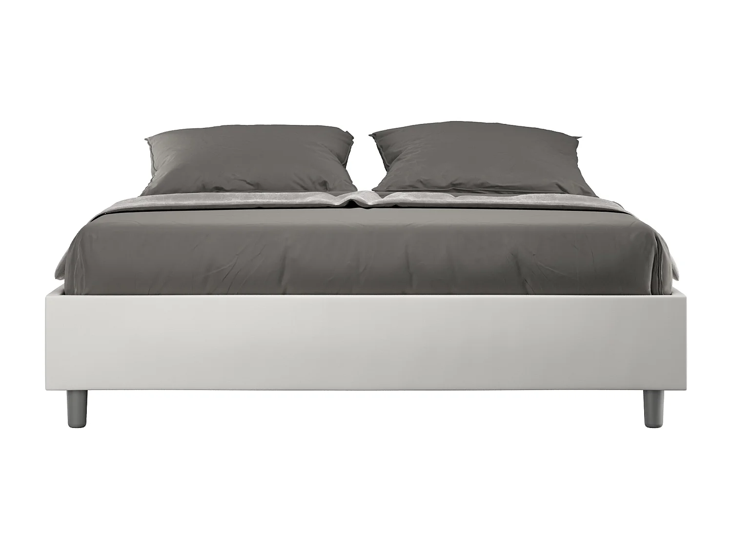 Letto contenitore doppia alzata imbottito 160x200 similpelle bianco Azelia