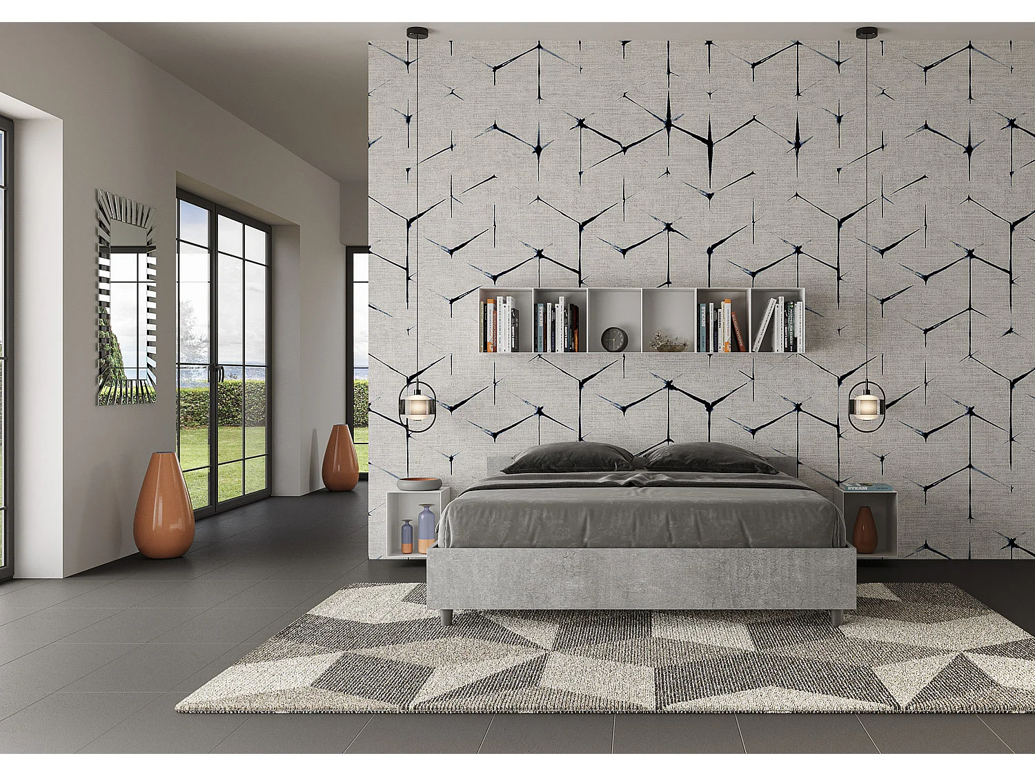 Nuamo 160x200 Doppelbett mit Stauraum und Lift, Zementoberfläche