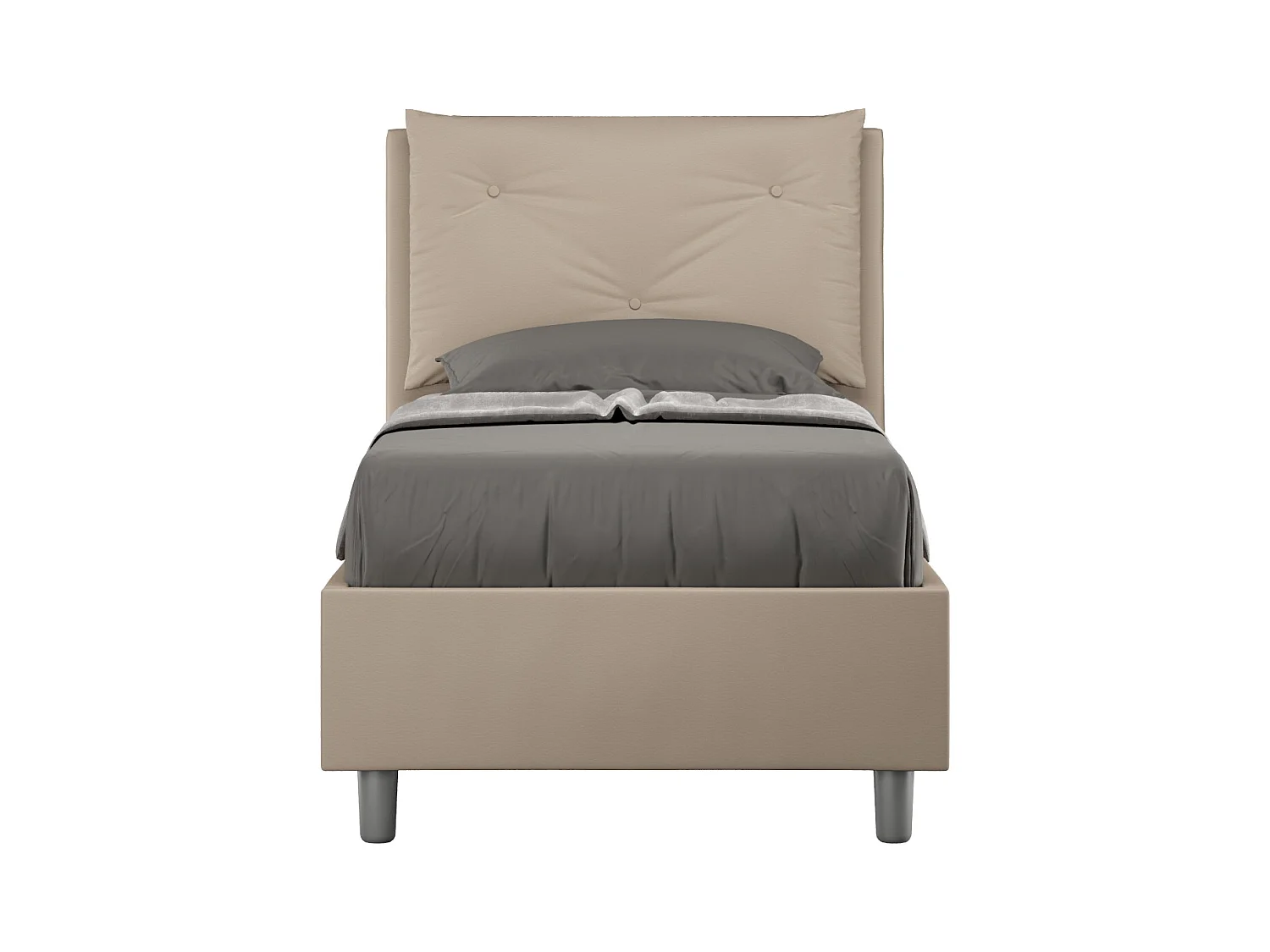 Letto contenitore imbottito 80x190 similpelle tortora Appia