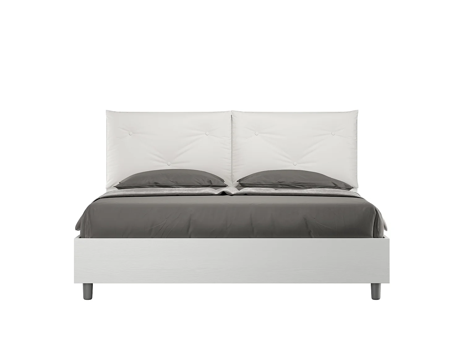 Lit conteneur surélevé double 160x190 avec coussins en simili cuir blanc Egos Appia