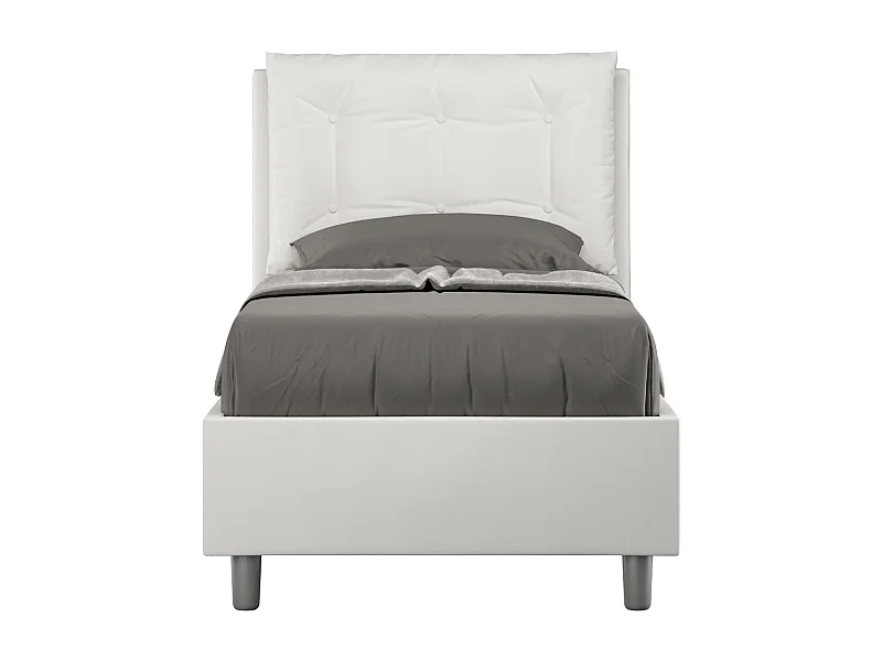 Cama contenedor tapizada polipiel blanca Annalisa 80x210