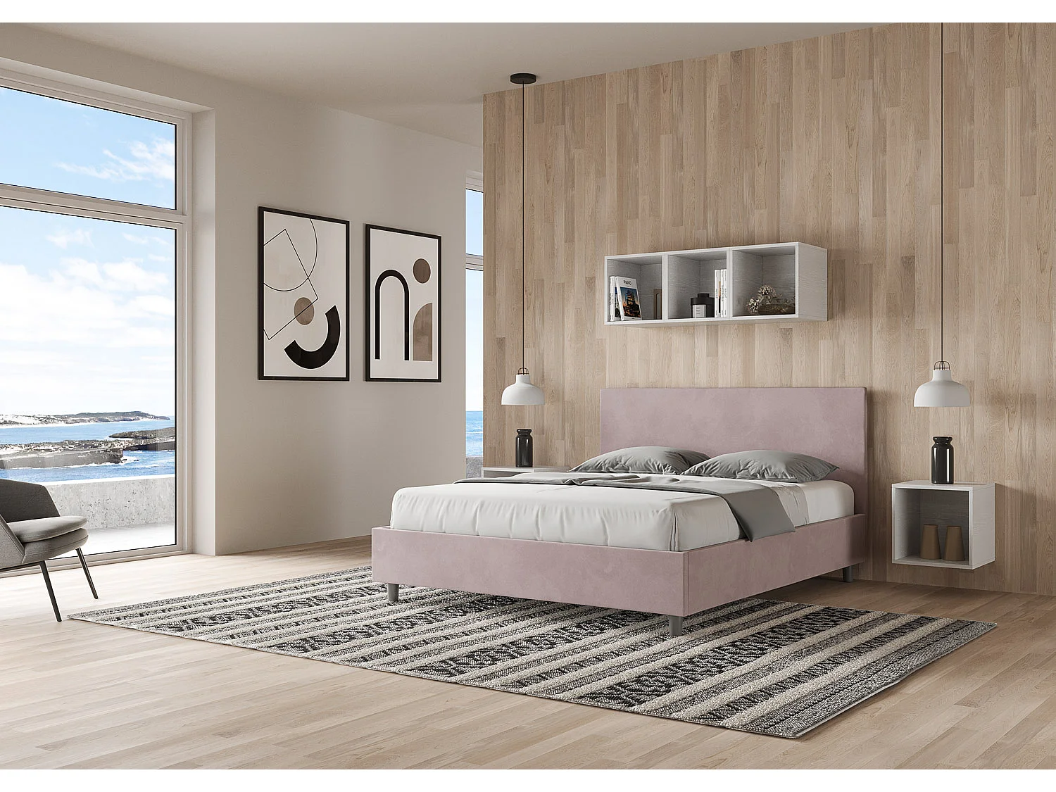 Letto Adele 170x190 rete e contenitore glicine