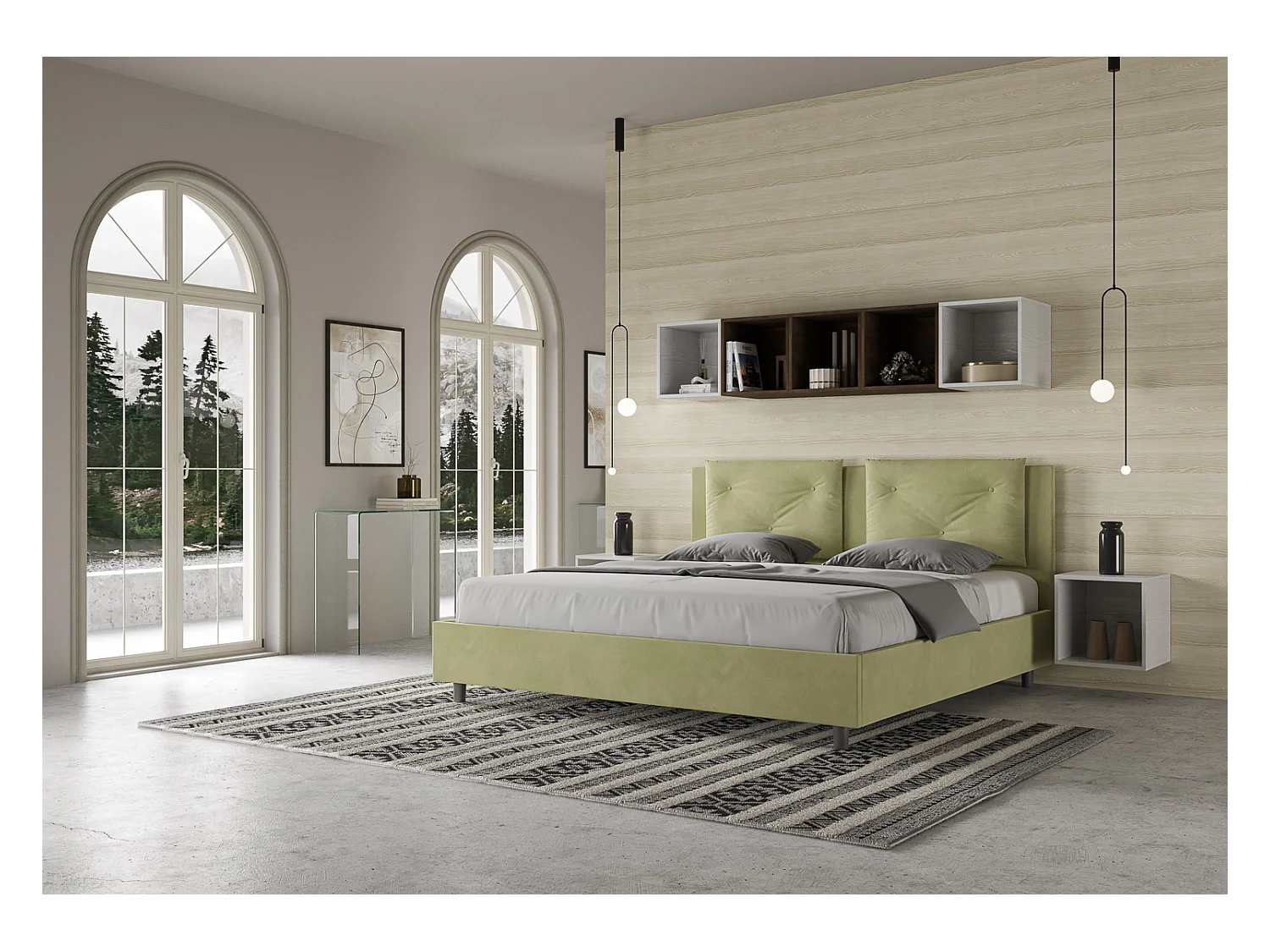 Appia-Bett 170x210 mit Untergestell und Grüntee-Behälter