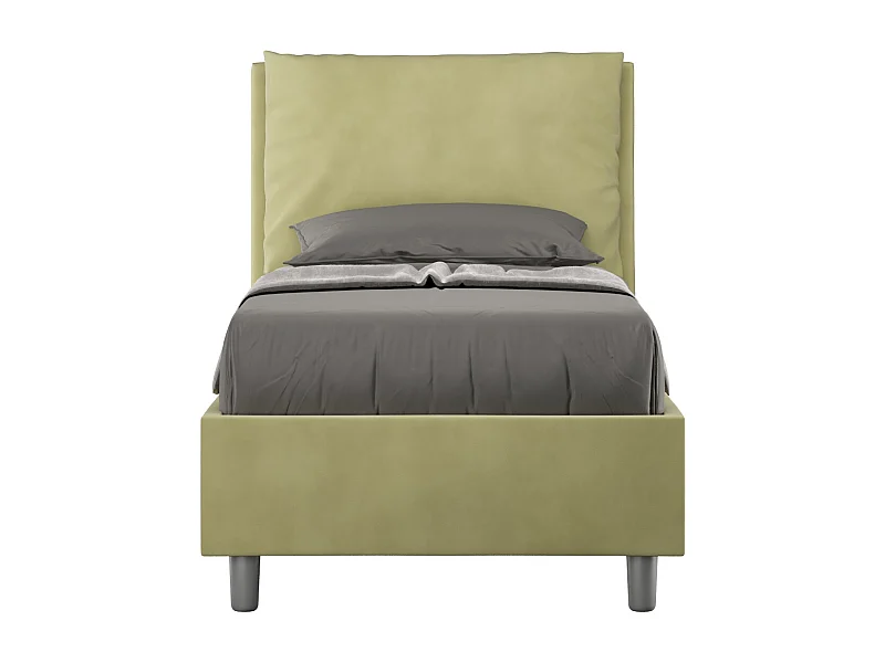 Cama acolchada microfibra té verde Antea sin somier 90x190