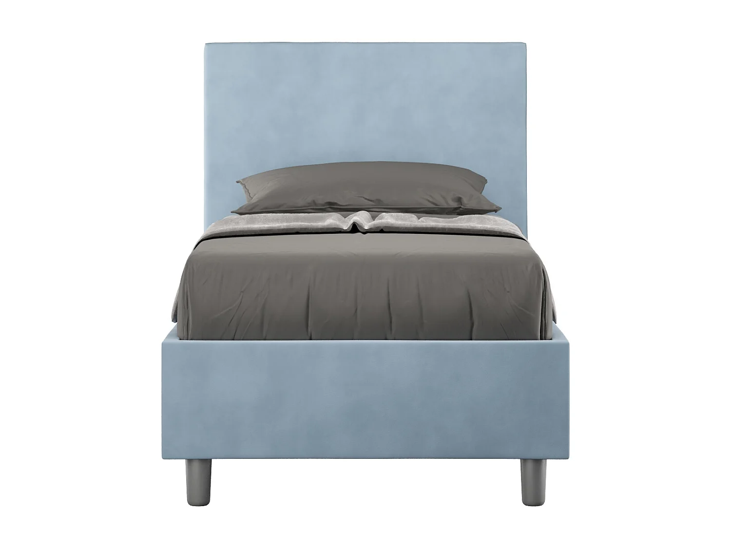 Letto con rete imbottito 90x190 microfibra azzurro Adele