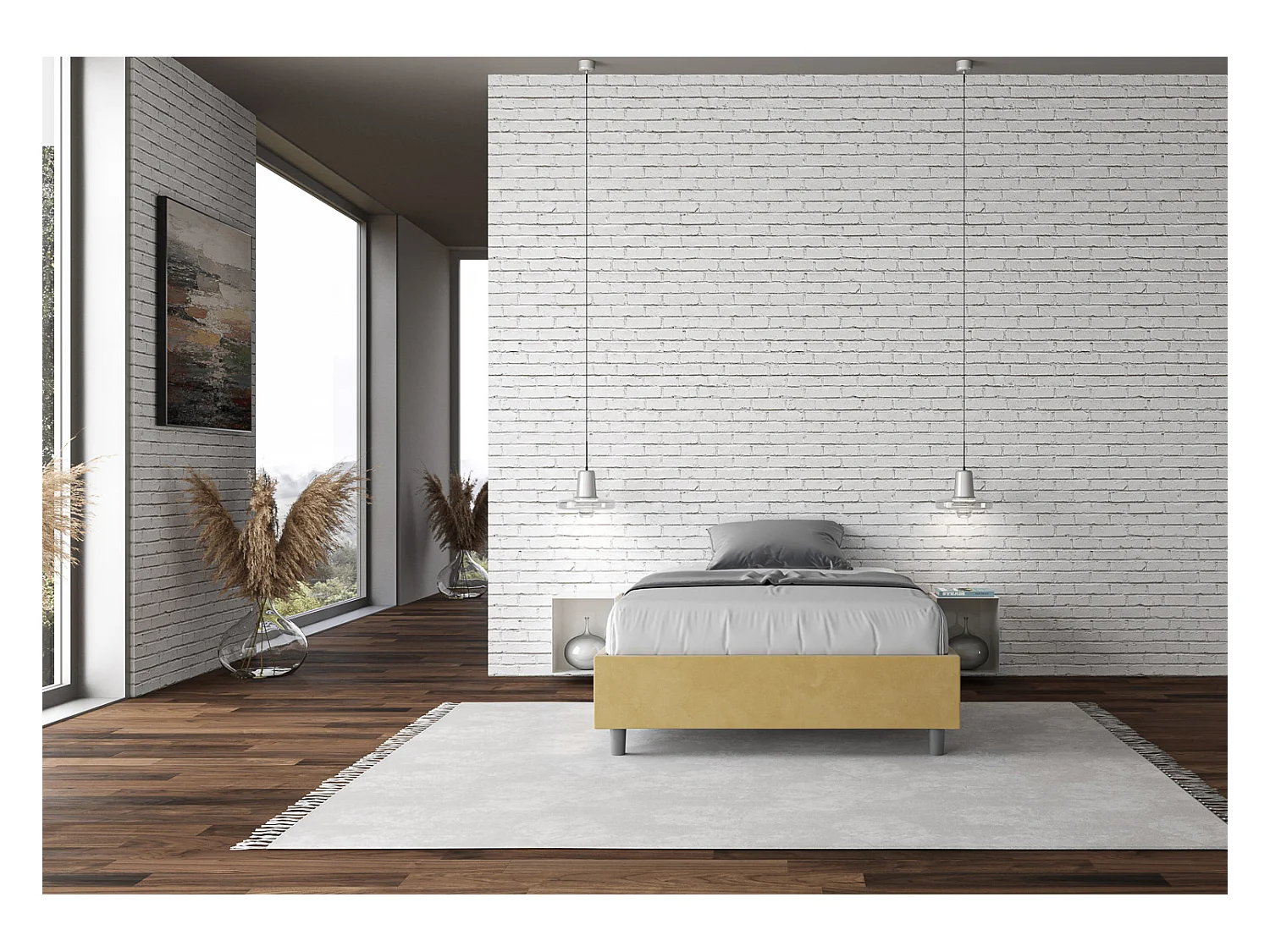 Letto Sommier Azelia 110x200 senza rete ocra