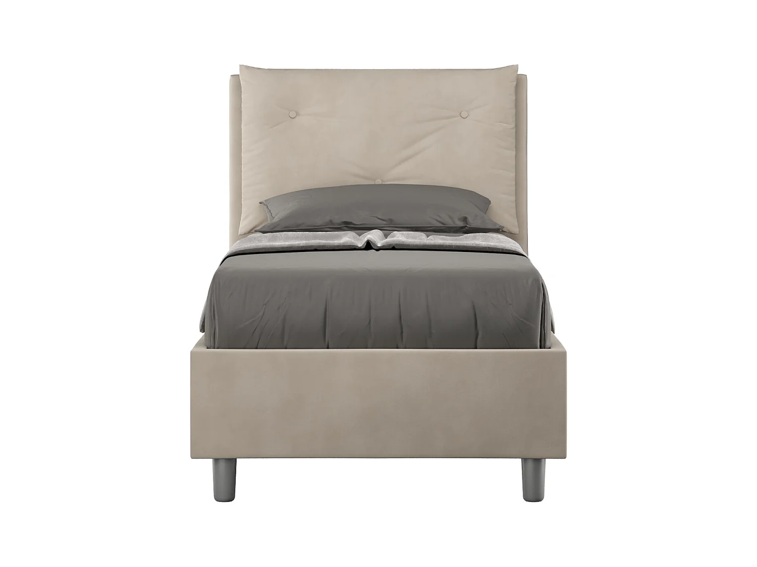 Letto senza rete imbottito 90x210 microfibra sabbia Appia