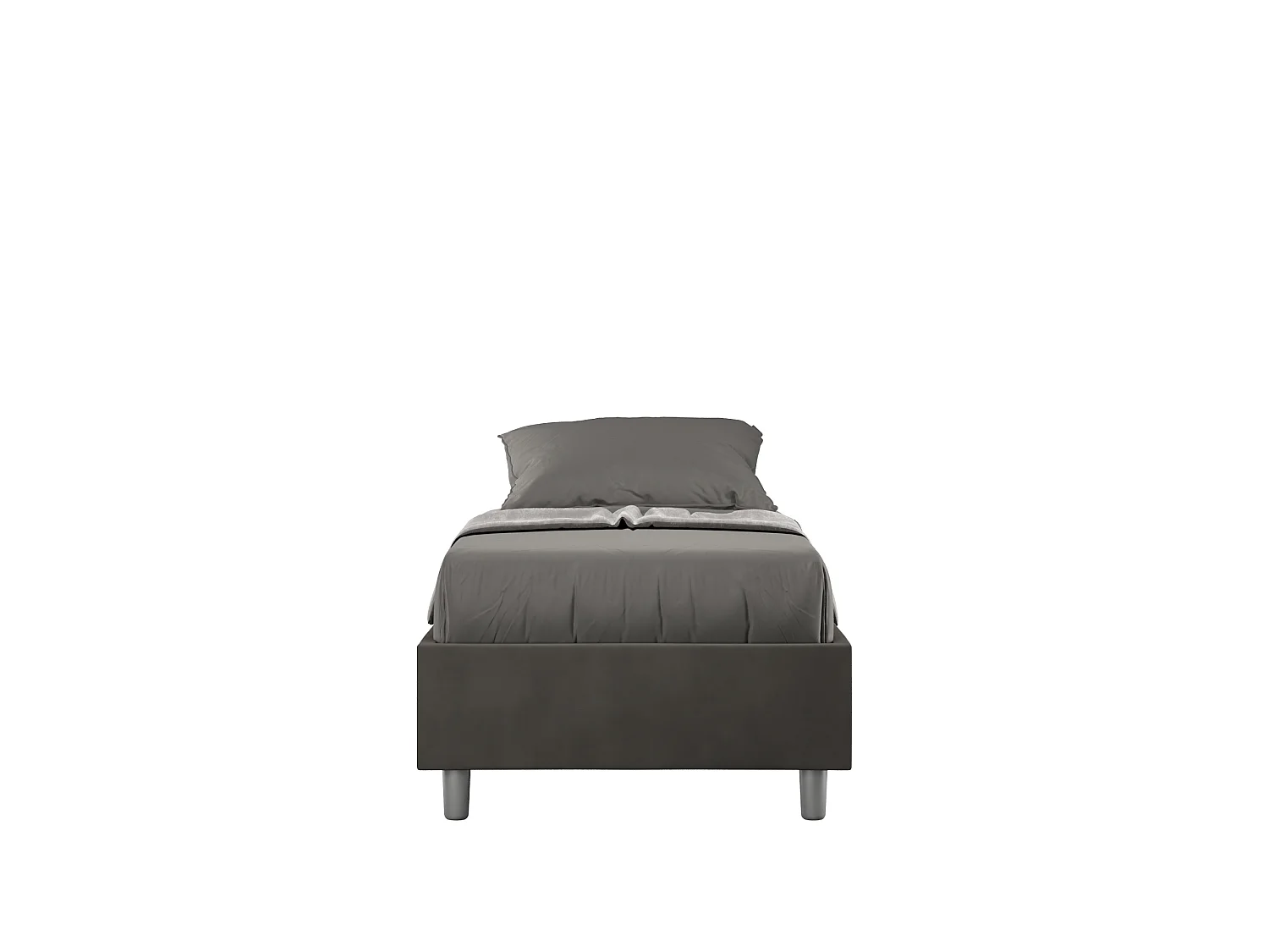 Letto Sommier con rete imbottito 80x190 microfibra grigio Azelia