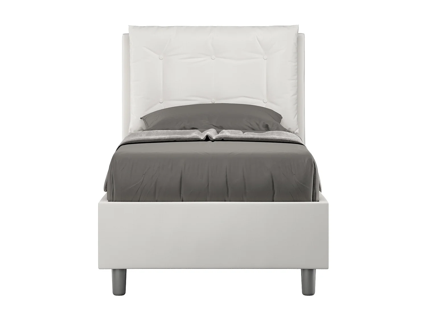 Letto con rete imbottito 80x210 similpelle bianco Annalisa