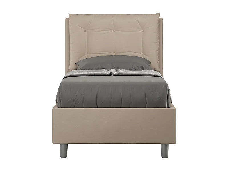 Letto senza rete imbottito 80x210 similpelle tortora Annalisa