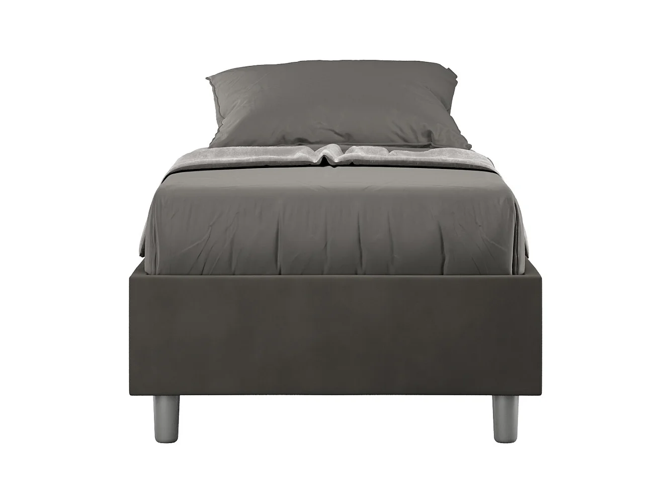 Letto Sommier senza rete imbottito 80x190 microfibra grigio Azelia