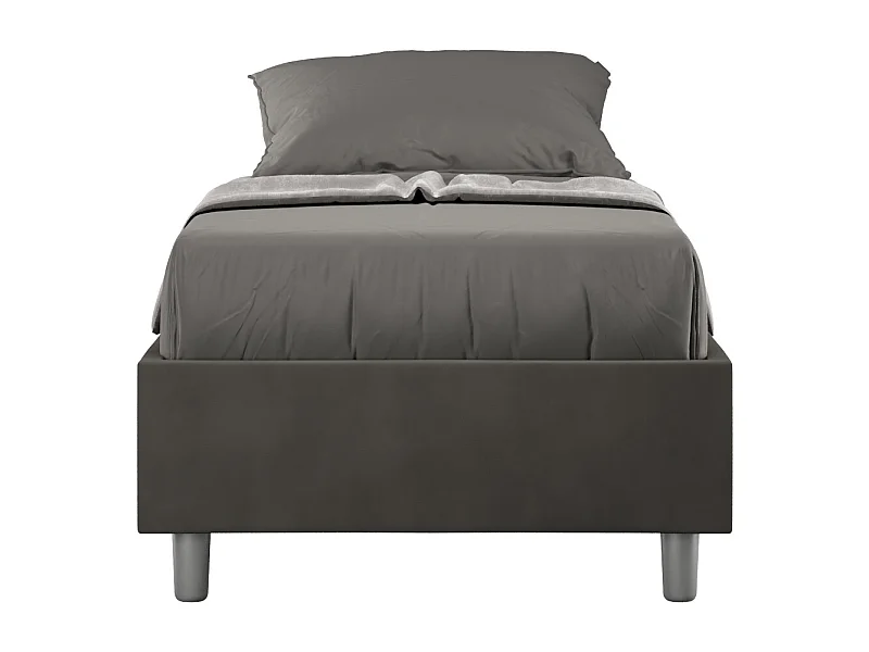 Lit Sommier sans sommier capitonné 80x190 Azelia microfibre gris