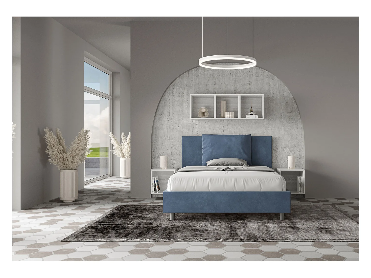 Cama Antea 130x210 con base azul
