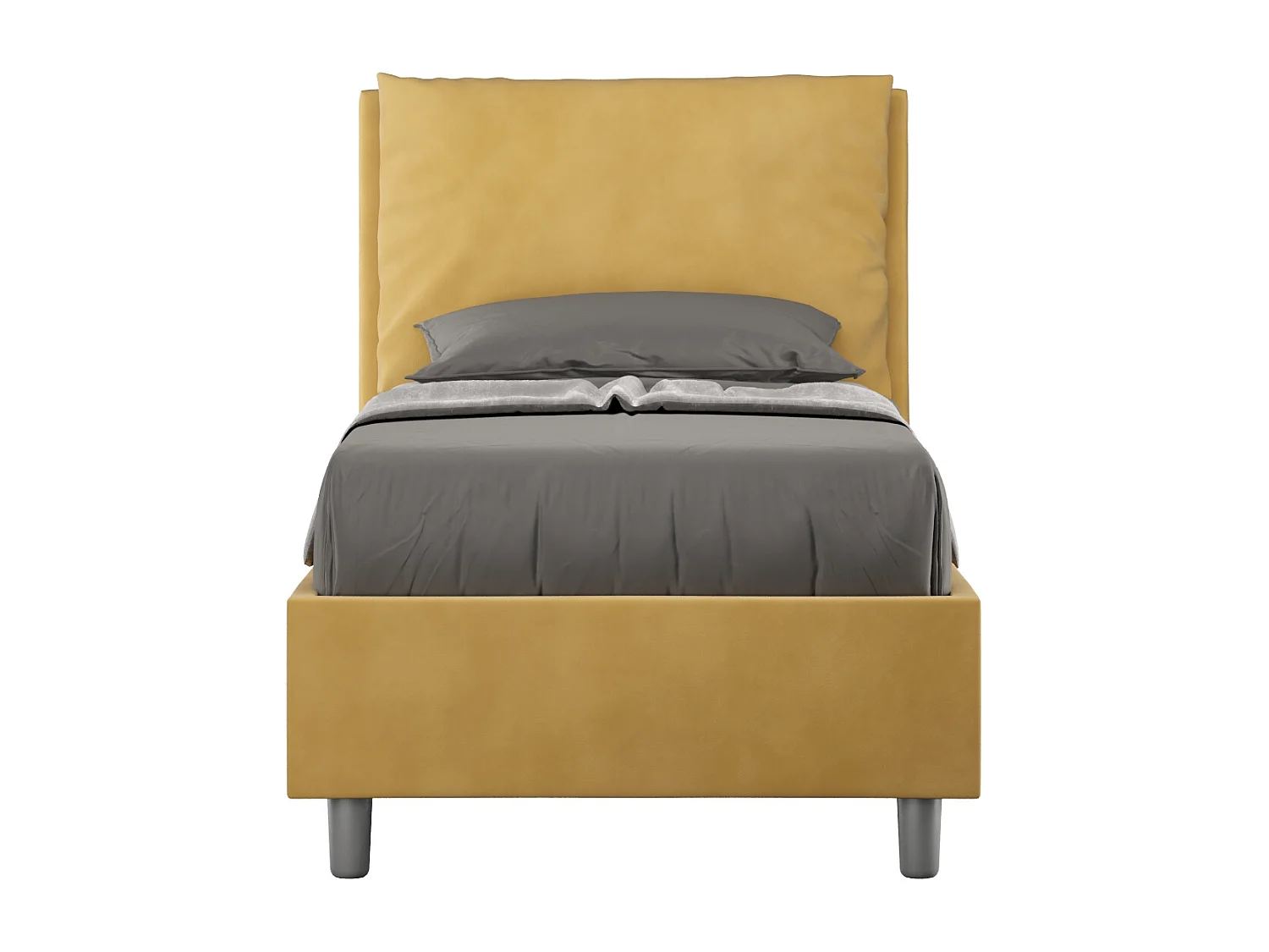 Letto con rete imbottito 80x210 microfibra ocra Antea