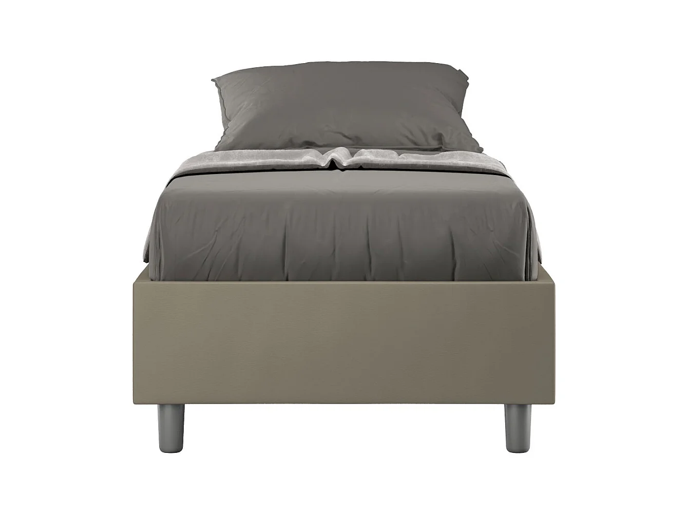 Letto Sommier senza rete imbottito 80x190 similpelle cappuccino Azelia