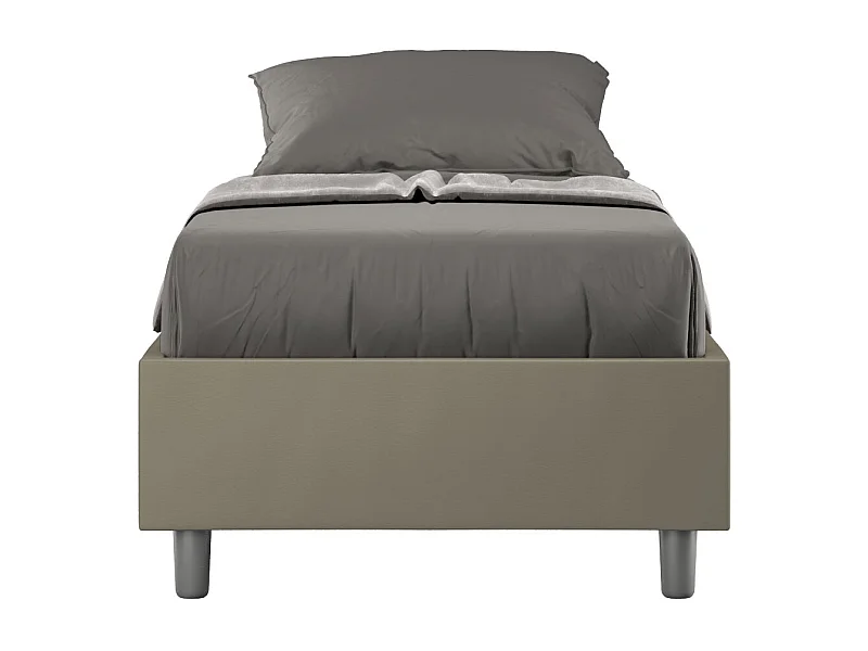 Letto Sommier senza rete imbottito 80x190 similpelle cappuccino Azelia